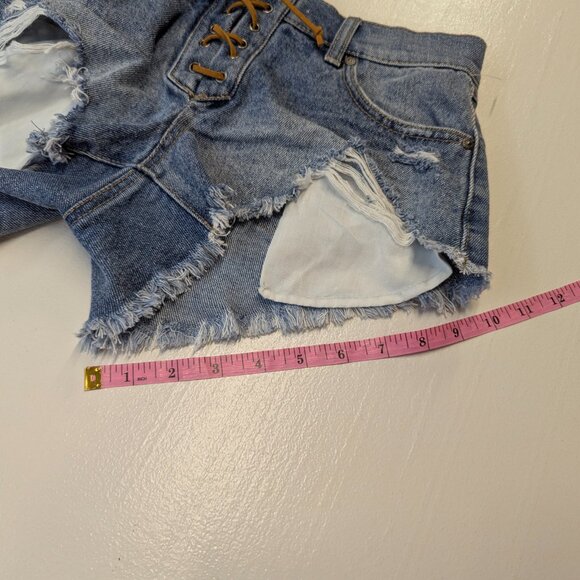 Sincerely Jules Size 1/25 Lace-up Blue Jean Shorts - Picture 10 of 10